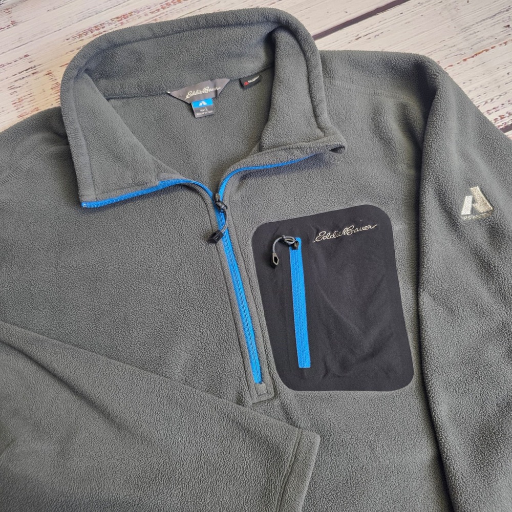 Eddie Bauer First Ascent Polartec Fleece Pullover Mens Large Gray 1/4 Zip 0677